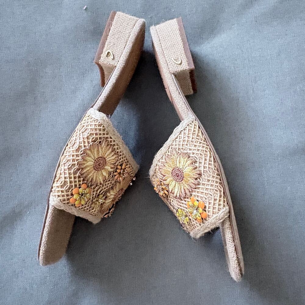 Circus NY by Sam Edelman Josie Slide Sandals natural Sz 9.5 Boho Beachy Summer - Picture 2 of 9